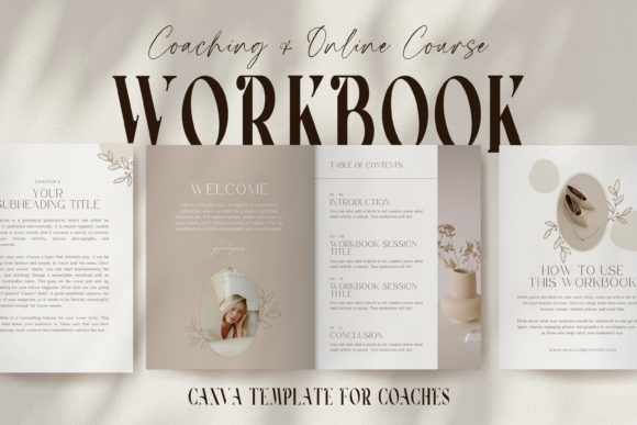 Download Neutral Boho Canva Workbook for Coaches - Canva workbook Collection