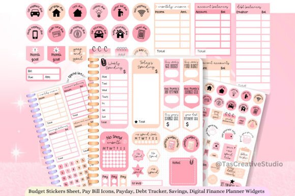 Download Budget Digital Stickers Set Pink Colour - Premium Resources