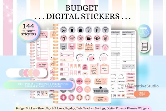 Download Pink Grey Budget Digital Stickers Set - Premium Resources
