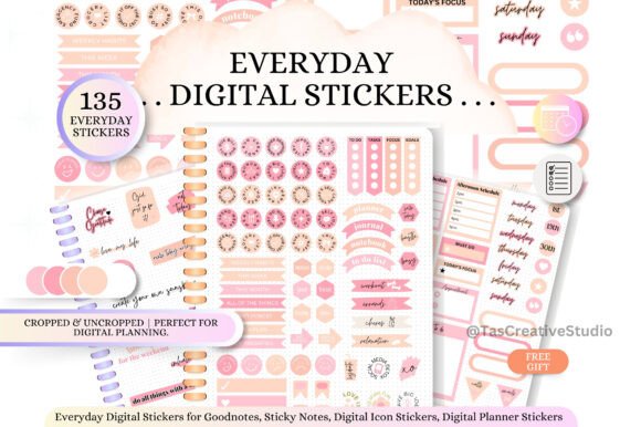 Download Everyday Digital Stickers Pink Set - Premium Bundle