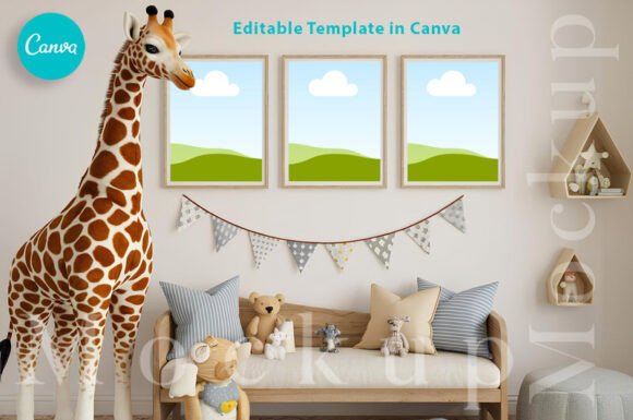 Download 3 Vertical Nursery Frames Canva Mockup - Frames canva Collection
