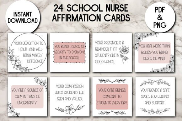 Download 24 School Nurse Affirmation Cards - Premium Bundle