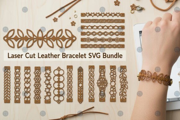 Download Laser Cut Leather Bracelet SVG Bundle - Bracelet Collection