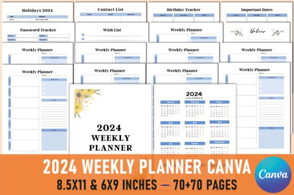 Download Editable 2024 Weekly Planner for Canva - 2024 weekly planner Collection
