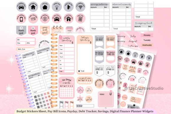 Download Budget Digital Sticker Pink Grey Colour - Premium Resources
