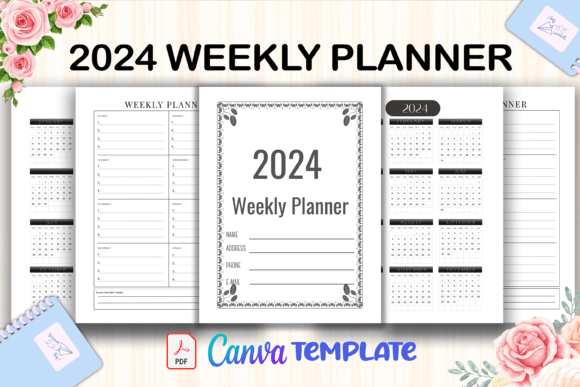 Download 2024 Weekly Planner Canva Template - 2024 weekly planner Collection