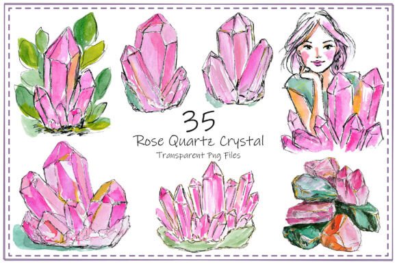 Download Rose Quartz Crystal Clipart Bundle - Premium Bundle